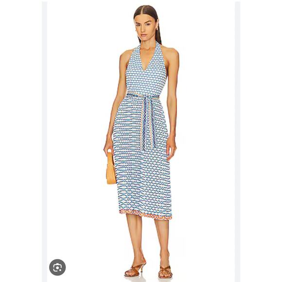 Le Superbe Santorini Dream Dress, White Blue Halter, Women’s Size XS - Picture 6 of 6